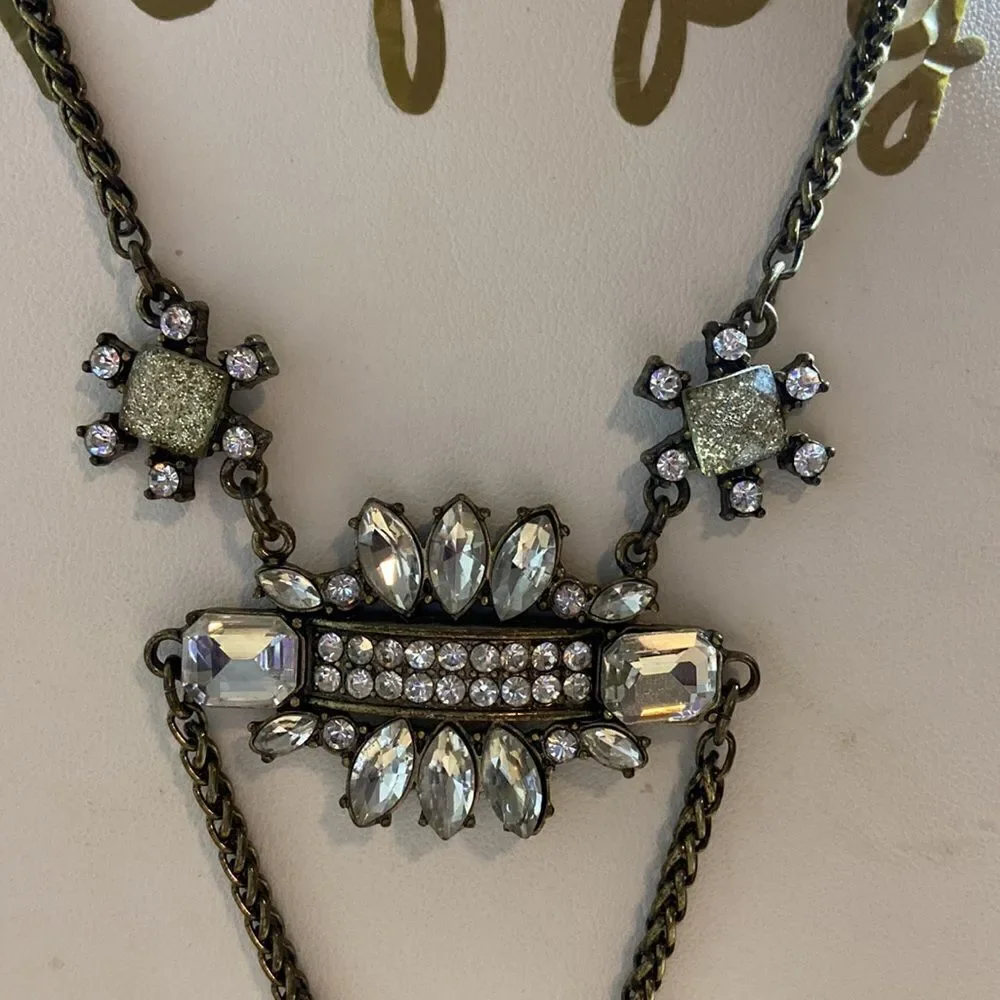 Abercrombie & Fitch Necklace NWT rusty gold color white stones